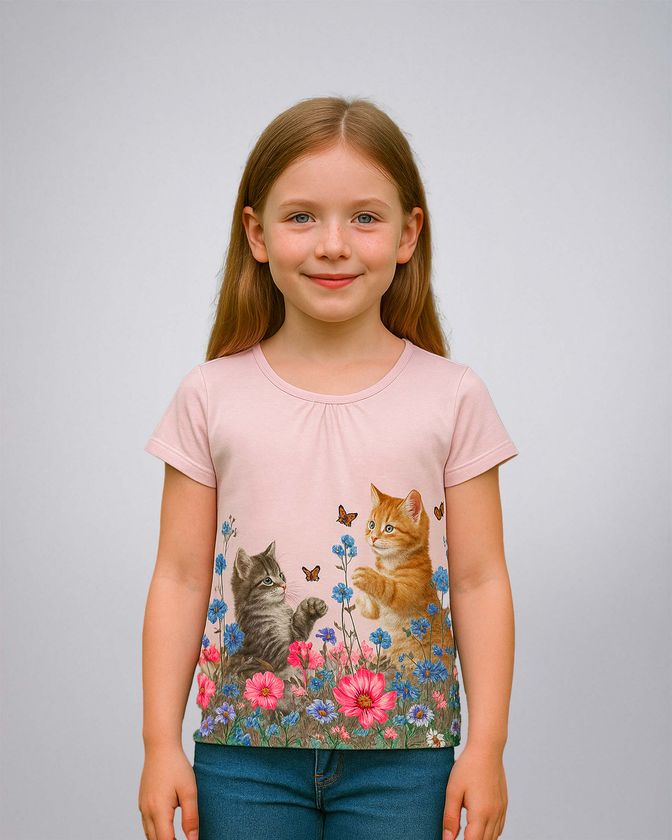Leafletic Girls Printed T-Shirt
