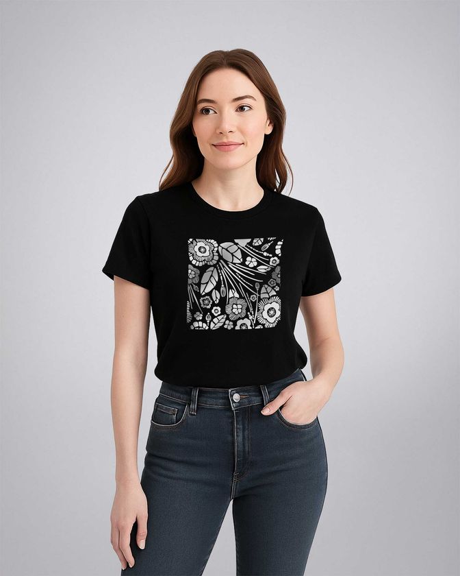 Leafletic Ladies Cotton Printed T- Shirt