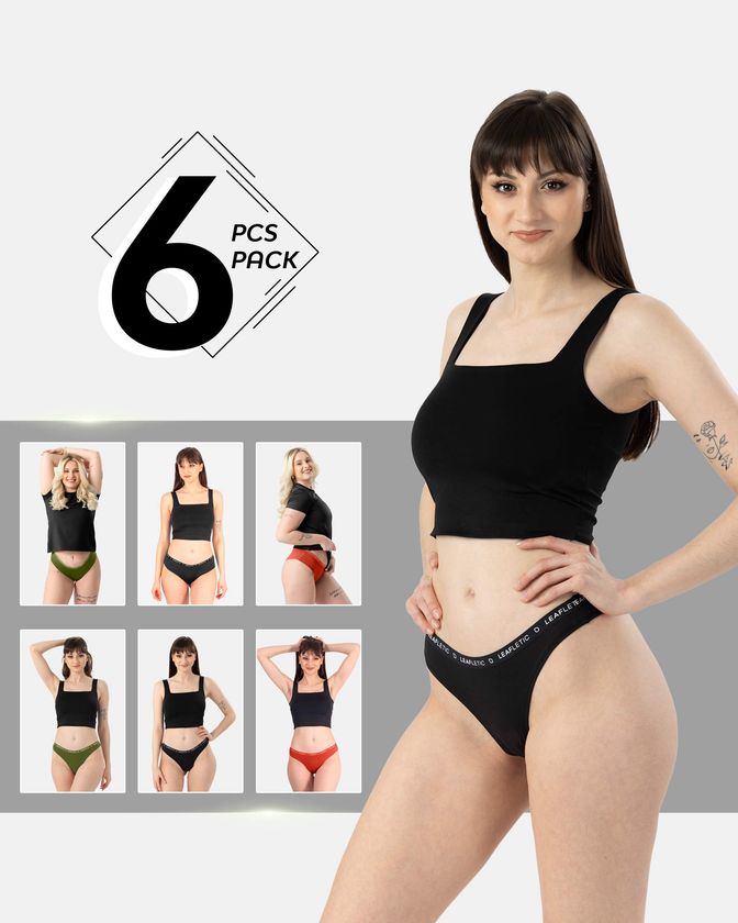 Pantalones hipster y brasileños de algodón y elastano – Pack de 6