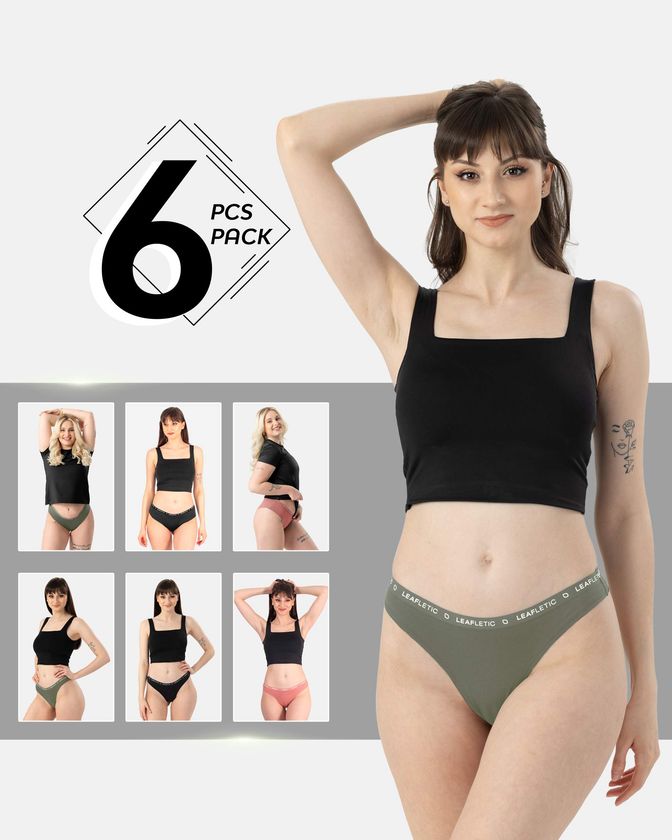 Braguitas hipster y brasileñas de nailon y elastano – Pack de 6