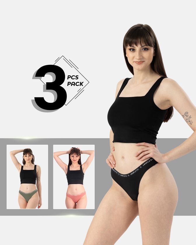Braguitas brasileñas de nylon y elastano – Pack de 3