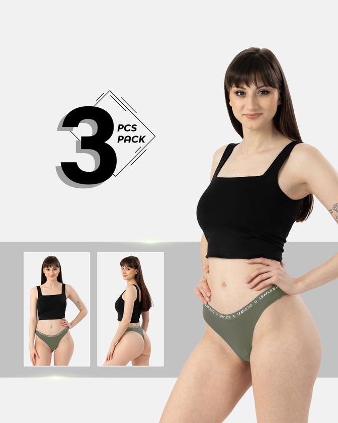 Braguitas brasileñas de nylon y elastano – Pack de 3