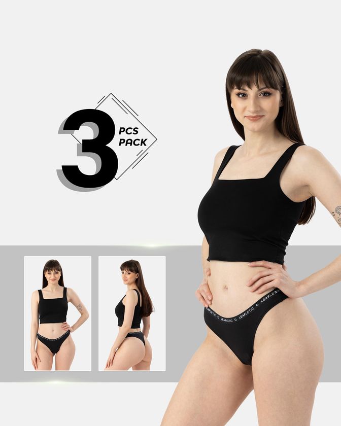 Braguitas brasileñas de nylon y elastano – Pack de 3