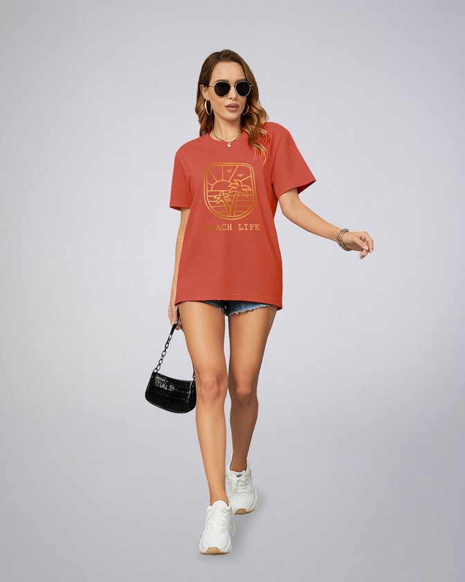 Leafletic Ladies Cotton Printed T-Shirt