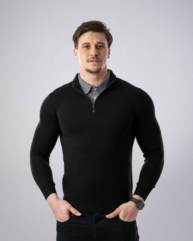 Men's Mock Shirt Zip Sweater 