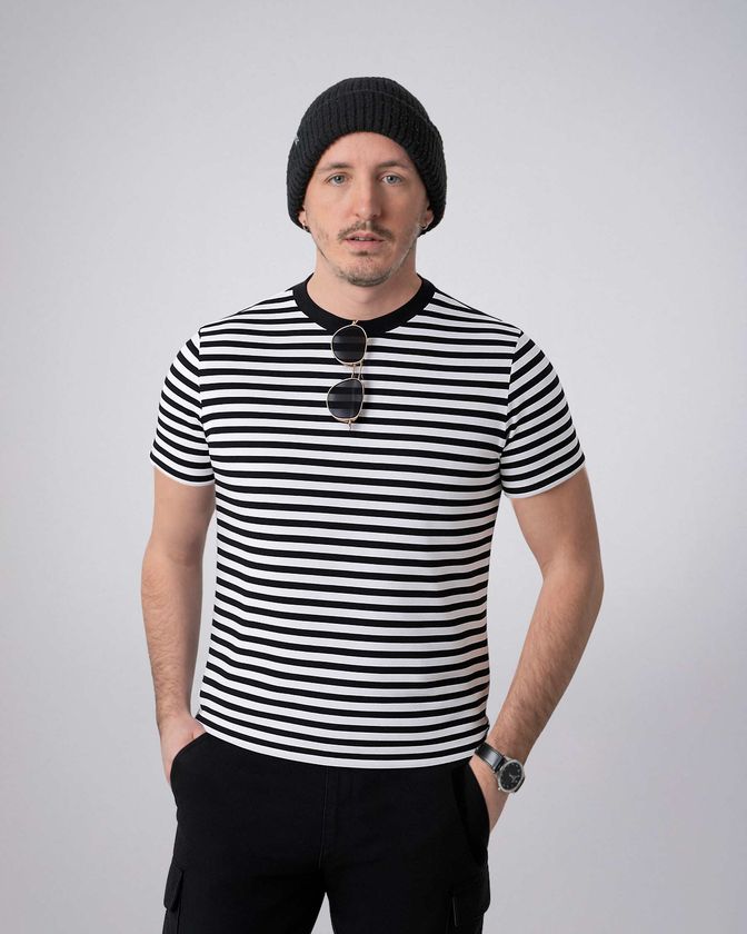  Men's Stripe Yarn Dyed T-shirt