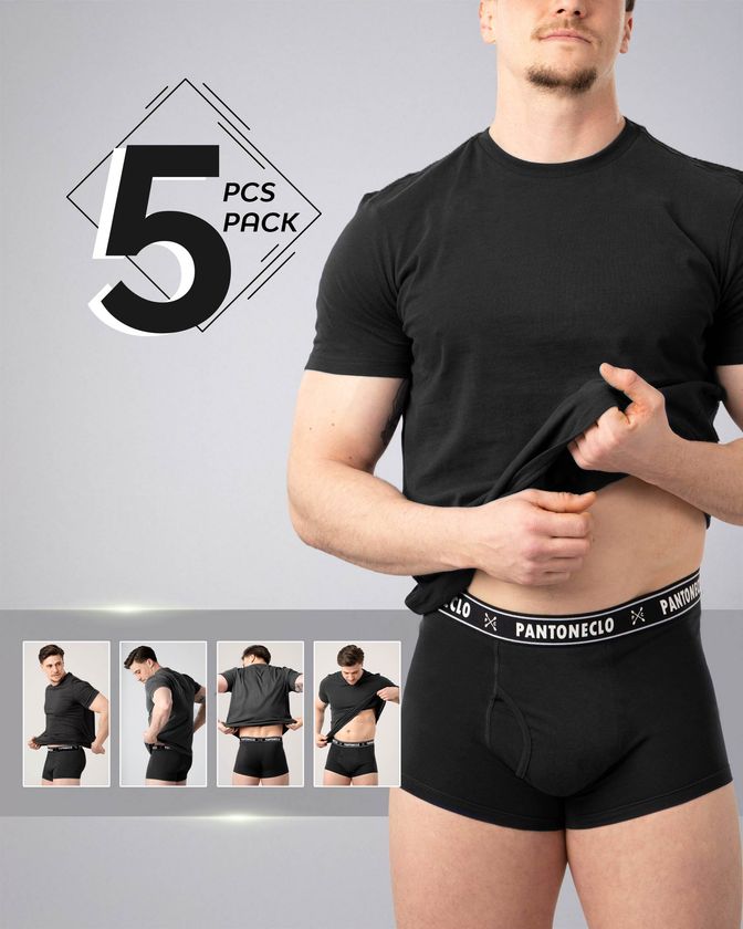Men’s 5 Pcs Pack Cotton Elastane Boxer